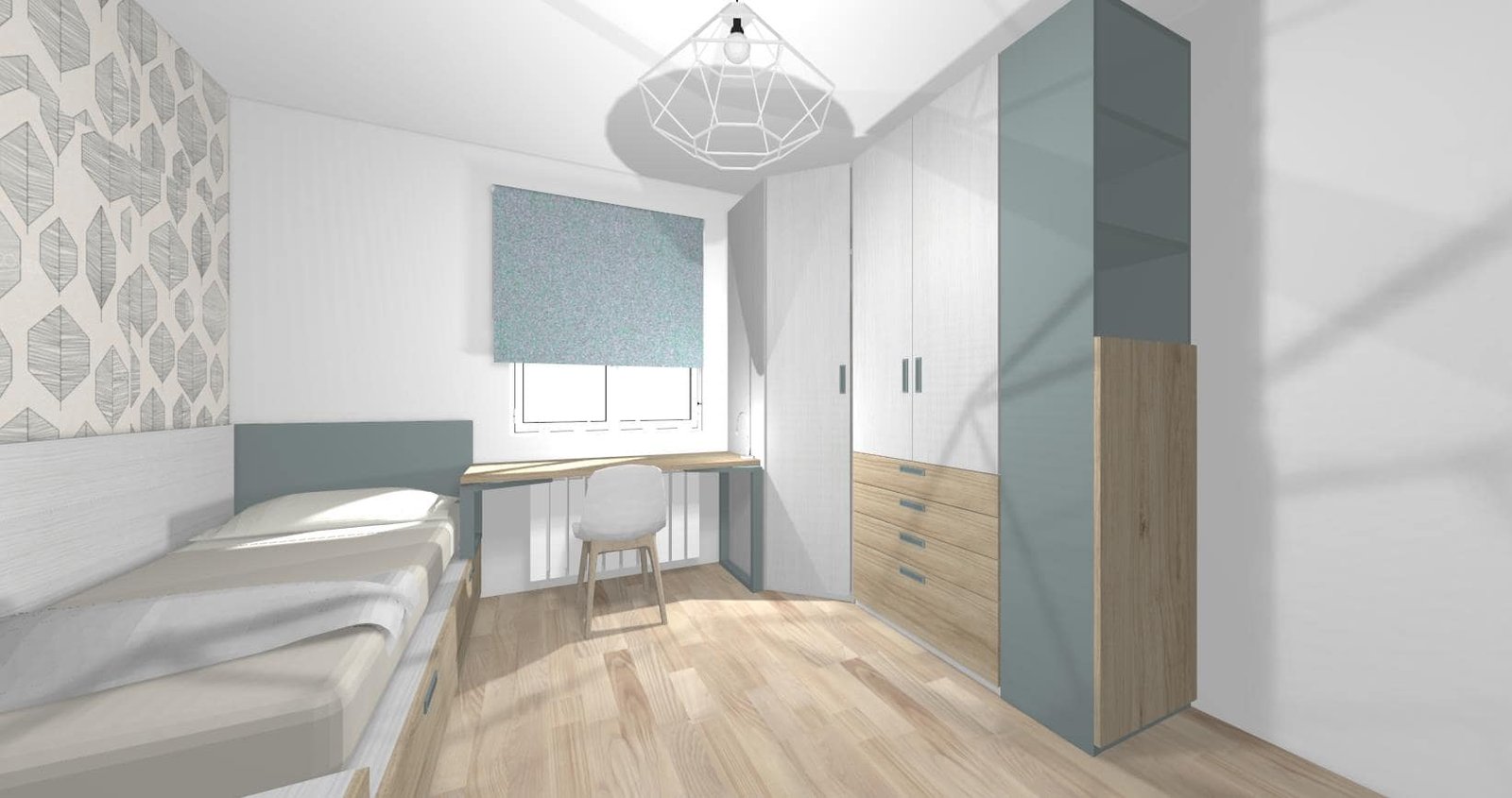 Diseño 3D Dormitorio Juvenil con escritorio - Mobiliario y decoración Natalia Moreno Diseño 3D Dormitorio Juvenil con escritorio - Mobiliario y decoración Natalia Moreno