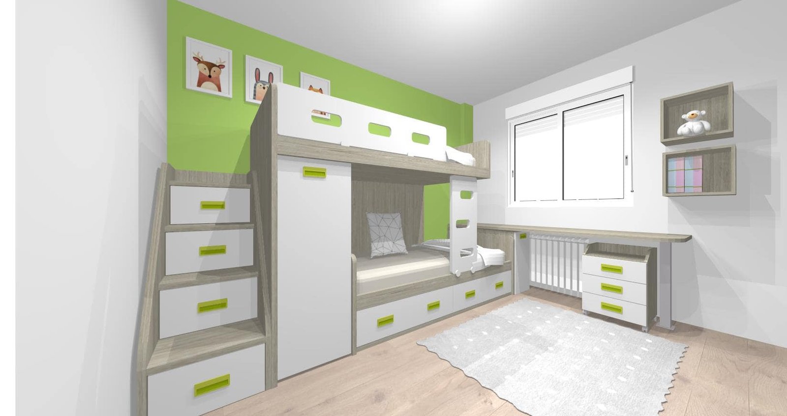 Diseño 3D Dormitorio Literas- Mobiliario y decoración Natalia Moreno Diseño 3D Dormitorio Literas- Mobiliario y decoración Natalia Moreno