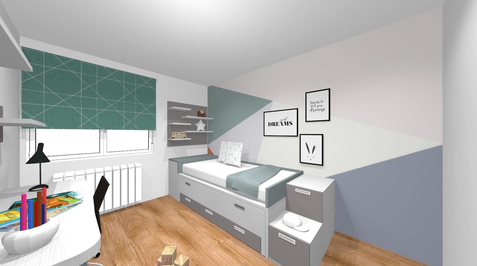 Diseño 3D Dormitorio cama nido- Mobiliario y decoración Natalia Moreno Diseño 3D Dormitorio cama nido- Mobiliario y decoración Natalia Moreno