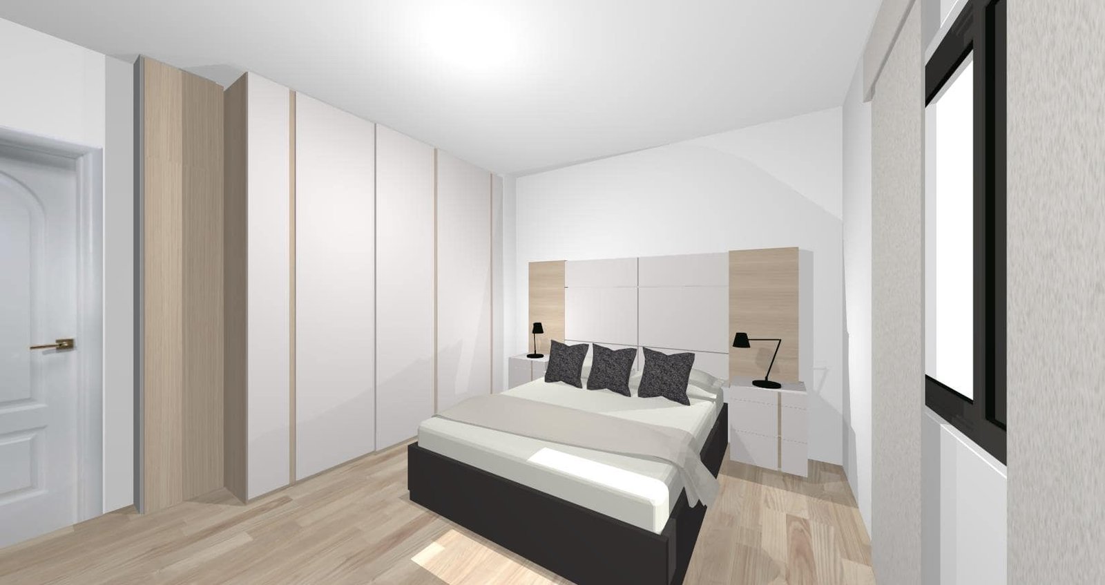 Diseño 3D Dormitorio doble -Mobiliario y decoración Natalia Moreno Diseño 3D Dormitorio doble -Mobiliario y decoración Natalia Moreno