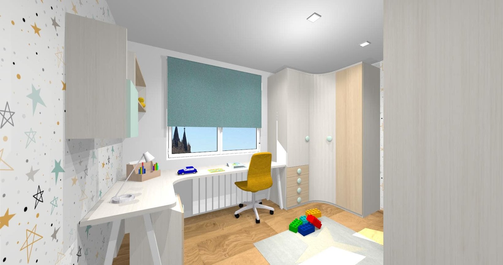 Diseño 3D Dormitorio individual- Mobiliario y decoración Natalia Moreno Diseño 3D Dormitorio individual- Mobiliario y decoración Natalia Moreno