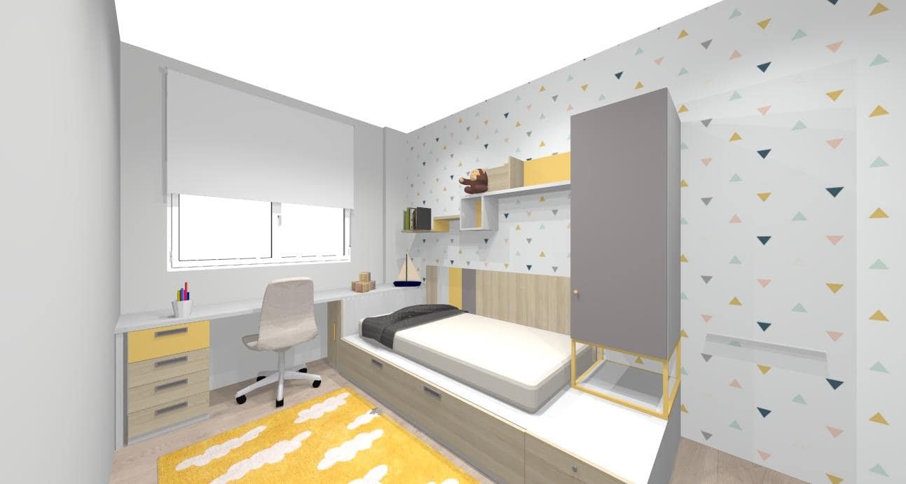 Diseño 3D Dormitorio individual-Mobiliario y decoración Natalia Moreno Diseño 3D Dormitorio individual-Mobiliario y decoración Natalia Moreno