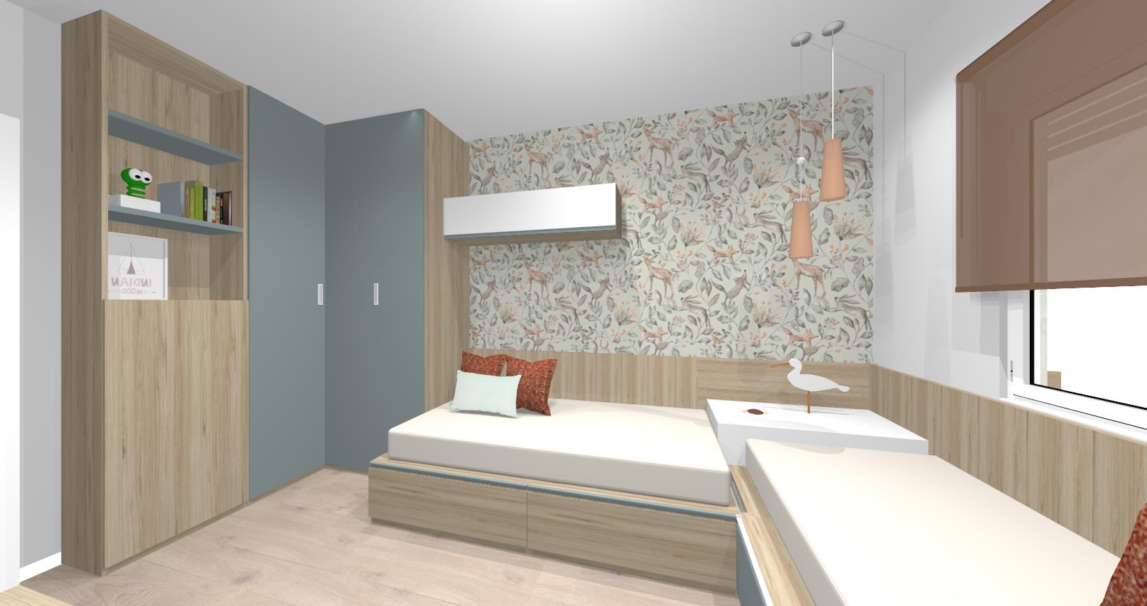 Diseño 3D dormitorio juvenil