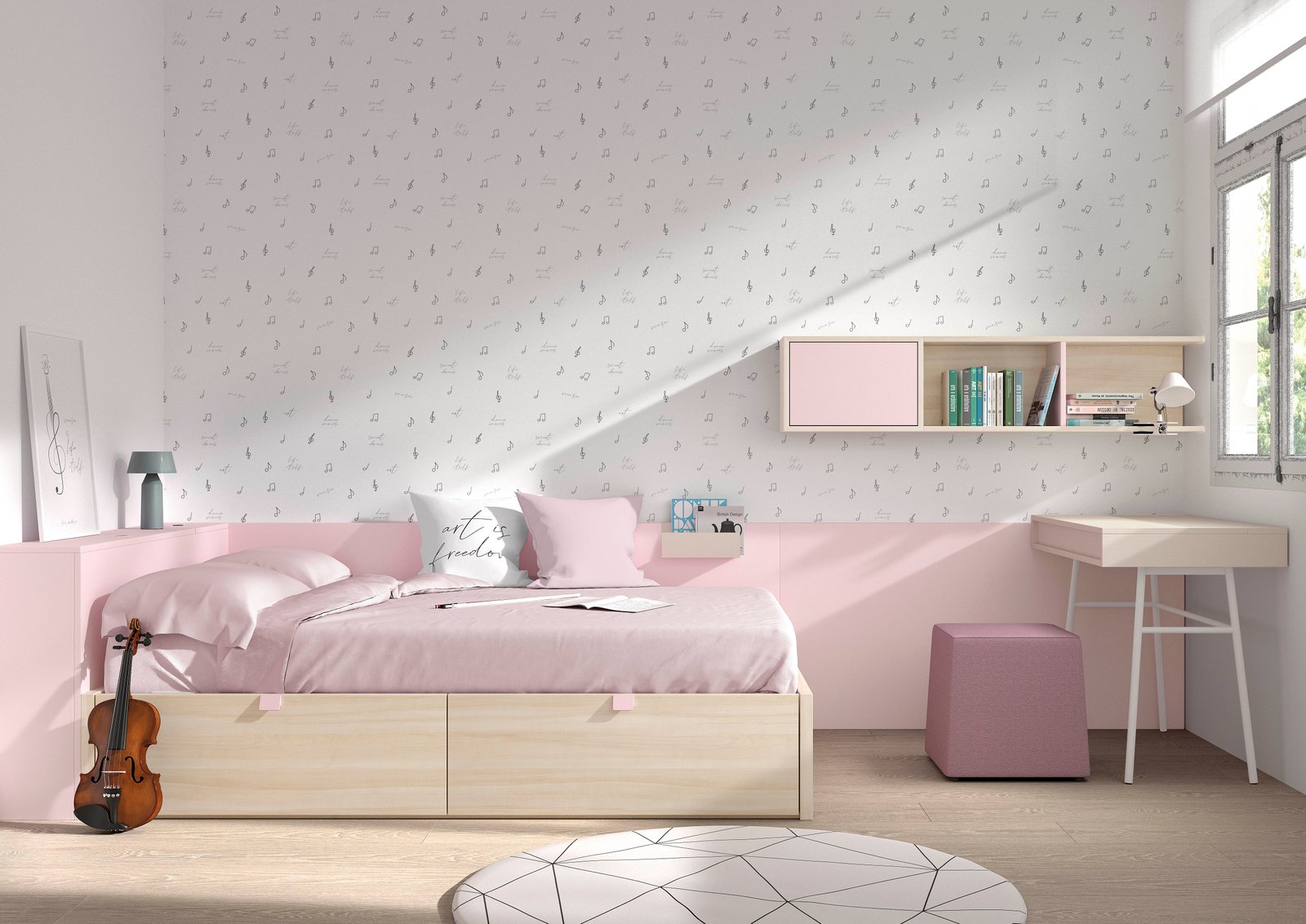 Dormitorio juvenil con cajones