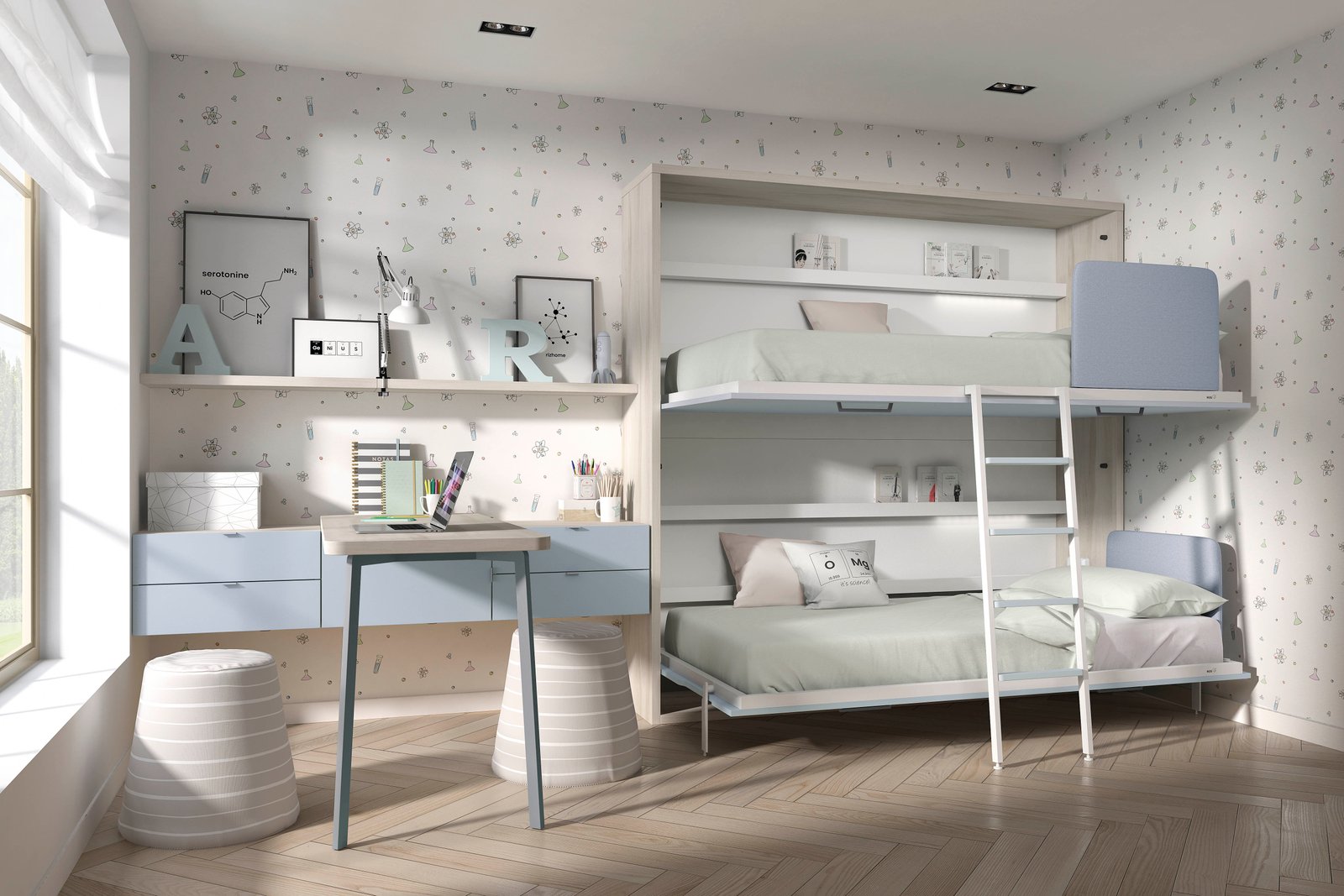 Camas abatibles horizontales abiertas