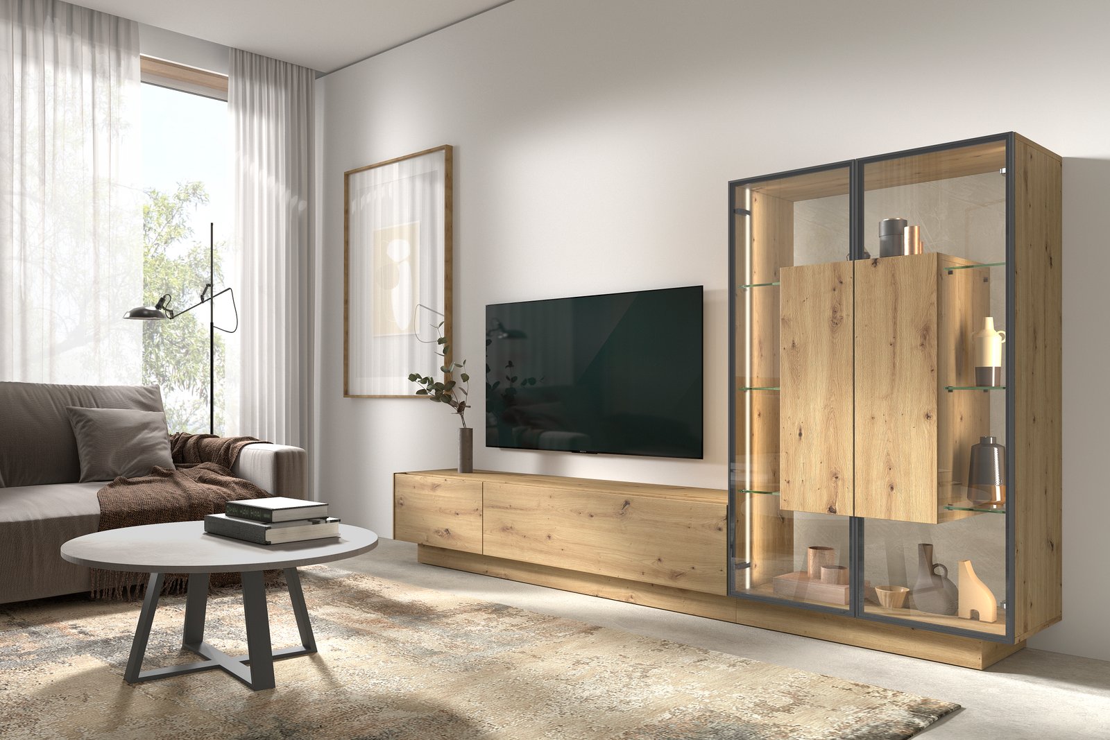 Comedor con vitrina cristal