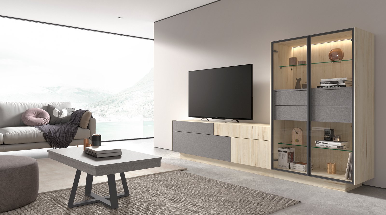 Comedor con vitrina cristal