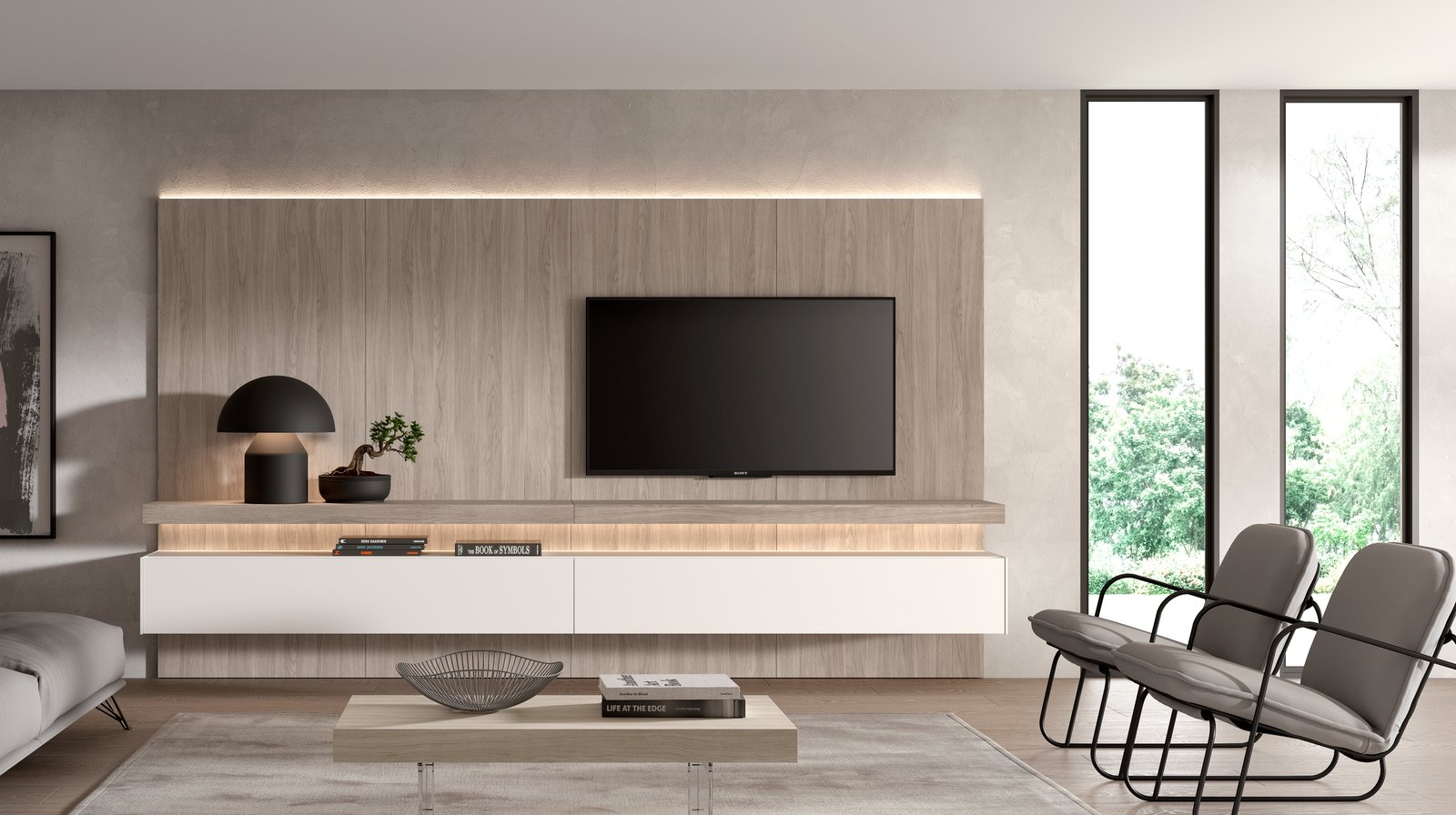 Mueble television con panelado