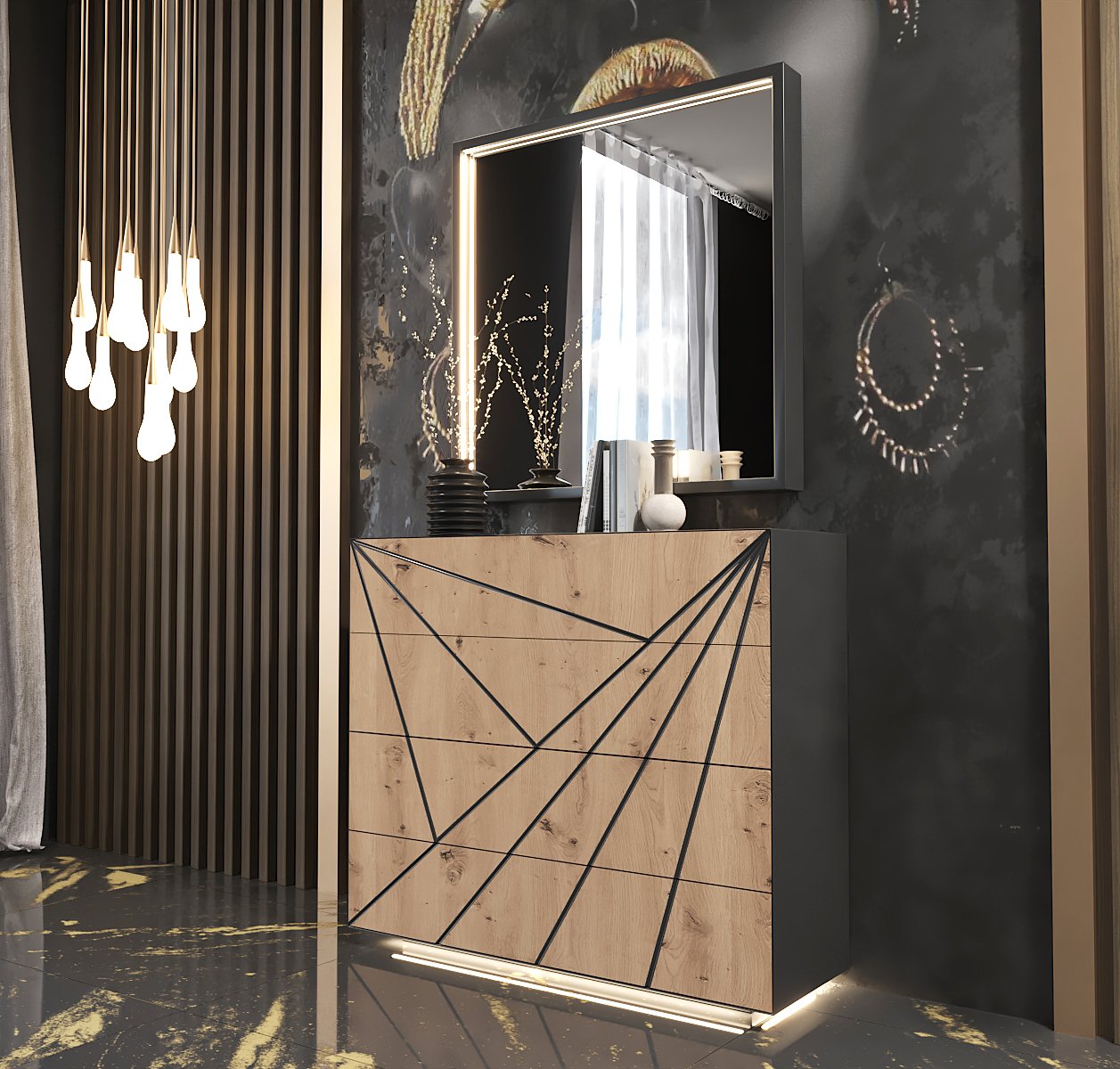 Cómoda madera negro