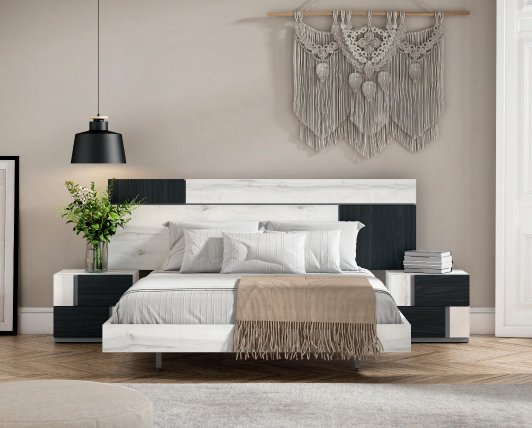 Dormitorio matrimonio moderno económico blanco y negro