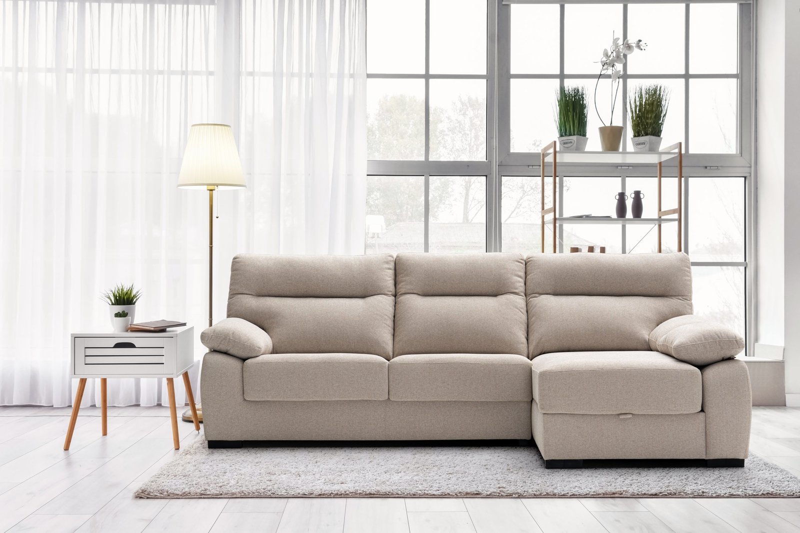 Chaiselongue Lennon fijo con arcón