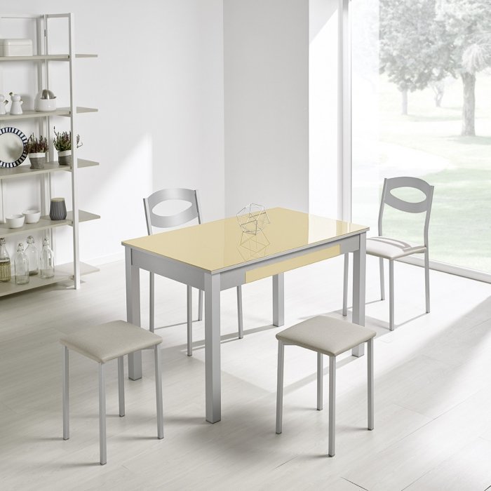 Mesa de cocina Delta cristal fija