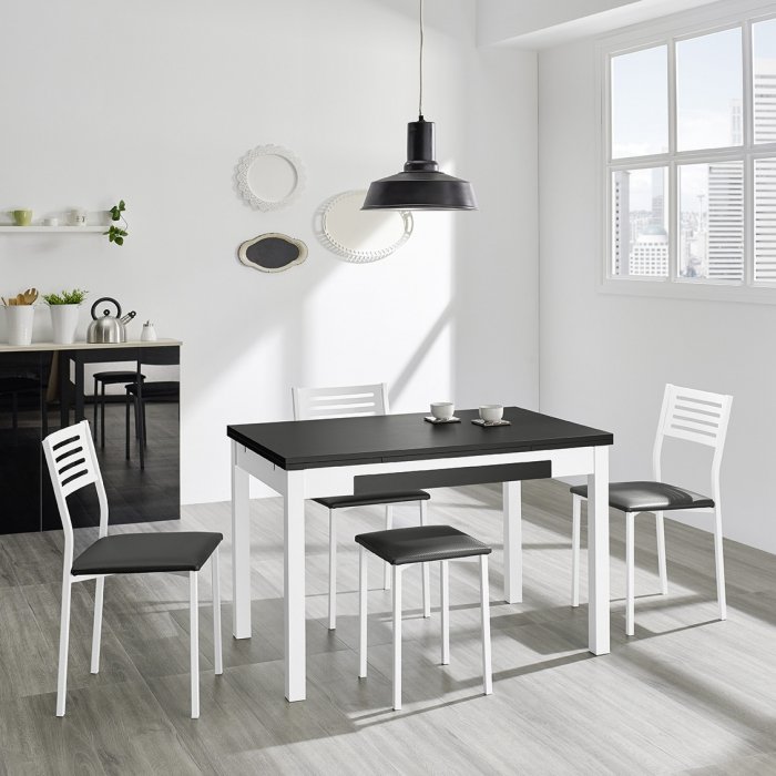 Mesa de cocina extensible Delta laminado negro