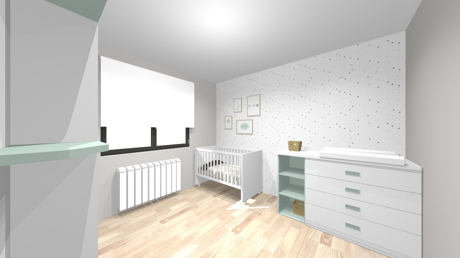 Diseño dormitorio con cuna Diseño dormitorio con cuna