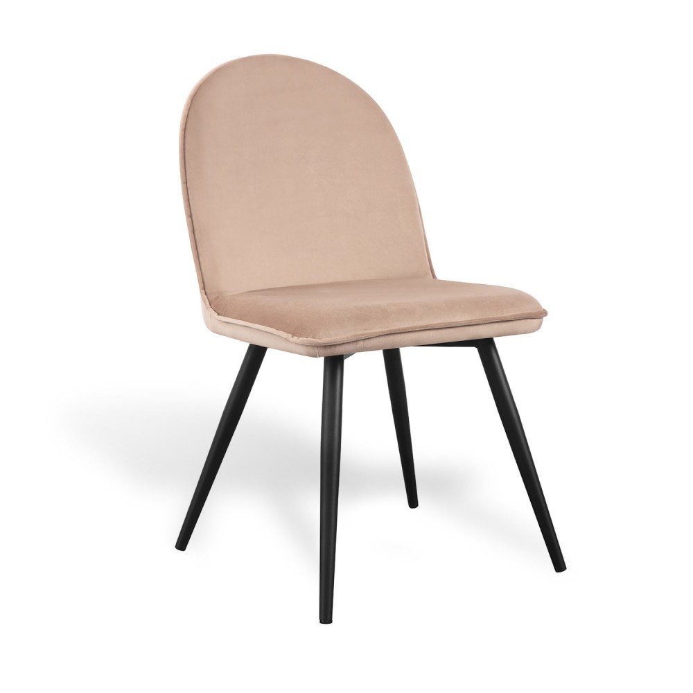 Silla Velvet terciopelo arena y pata haya