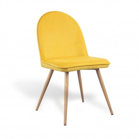 Silla Velvet terciopelo mostaza y pata haya