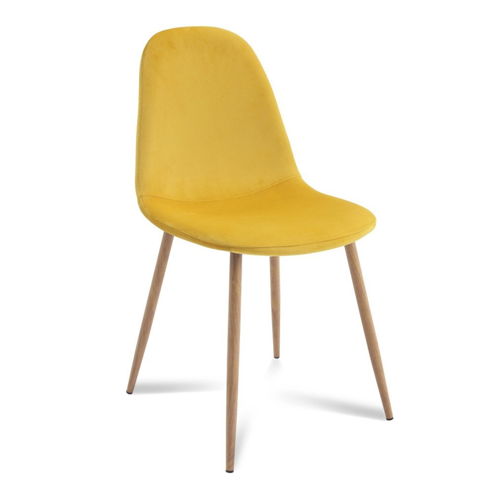 Silla Zen terciopelo mostaza - patas haya