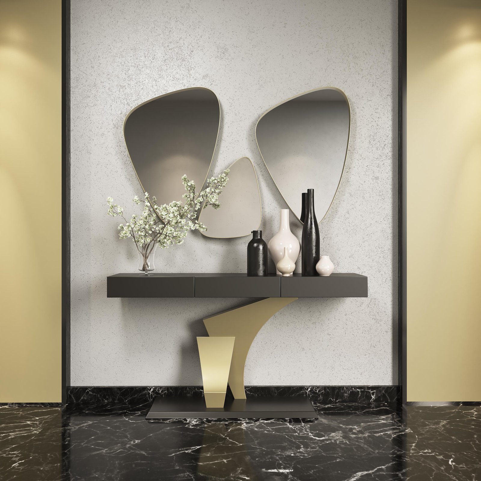 Recibidor Oro viejo y lacado negro